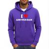 I Love Amsterdam Letter Printing Men Hoodies Pocket Loose Soft Streetwear Vintage All-Match Hoodie Autumn Fleece Man Hoody