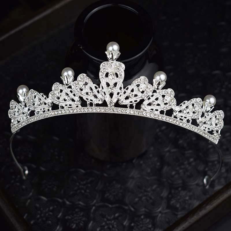 

Изысканная корейская свадебная тиара с жемчугом и стразами - Простой принцессный свадебный и праздничный аксессуар для волос