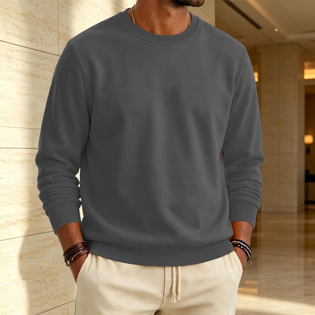 Heren Sweatshirt met Voering en Ronde Hals Casual Kleur Pullover