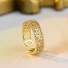Dainty Gold Color Ring Minimalist CZ Paved Chain Link & Textured  Adjustable Open Rings For Women Everyday & Casual Wear