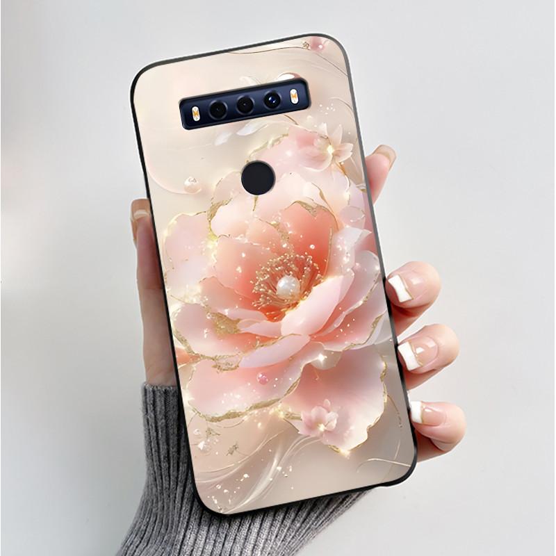 Case For TCL 10SE 10 SE Phone Case Aesthetic Luxury Fashion Butterfly Flowers Black Jelly Soft TPU Silicone Protective Cover
