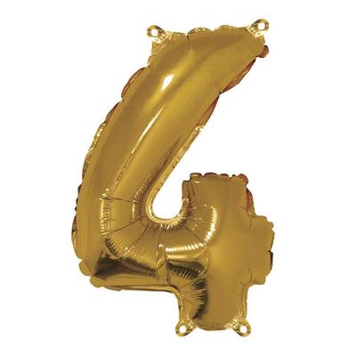 Balon z cyfrą 4, 40cm, 1 szt.. , złoto