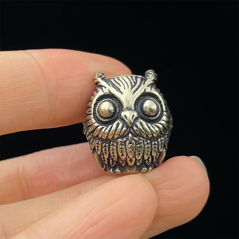 Cute Owl Brass Knife Bead EDC Outdoor DIY Paracord Woven Bracelets Accessories Lanyard Pendant Umbrella Rope Flashlight Hangings