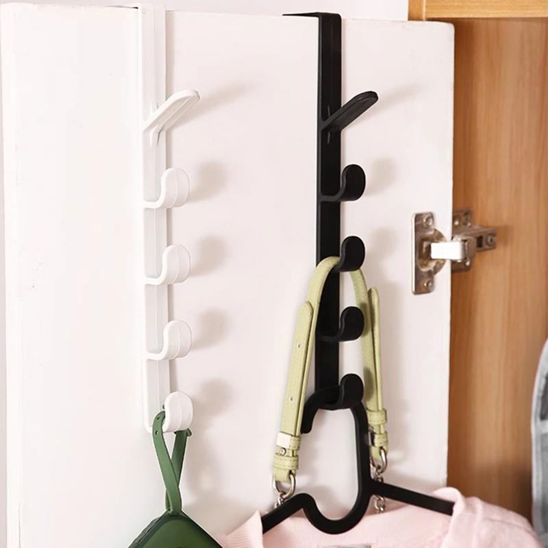 5Pcs Plastic Behind The Door Hooks - Coat Hanger Hanging Rack, Multi-Use Storage Organizer for Cabinet Desk Shelves Home Gadgets