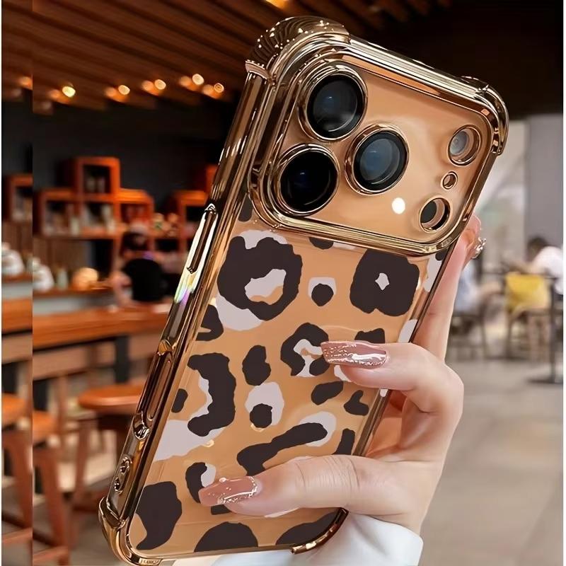 Leopard Print Pattern Electroplated Shockproof Phone Case For Samsung Galaxy S23 S24 S25 S26 Ultra S22 S21 Plus FE Cover
