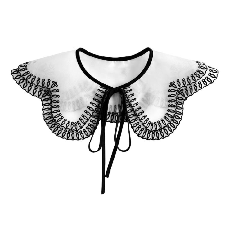 

Popular Detachable Collar Embroidered Lace Trim False Collar For Female Teens Girl Daily Outfit Styling Accessory чёрный