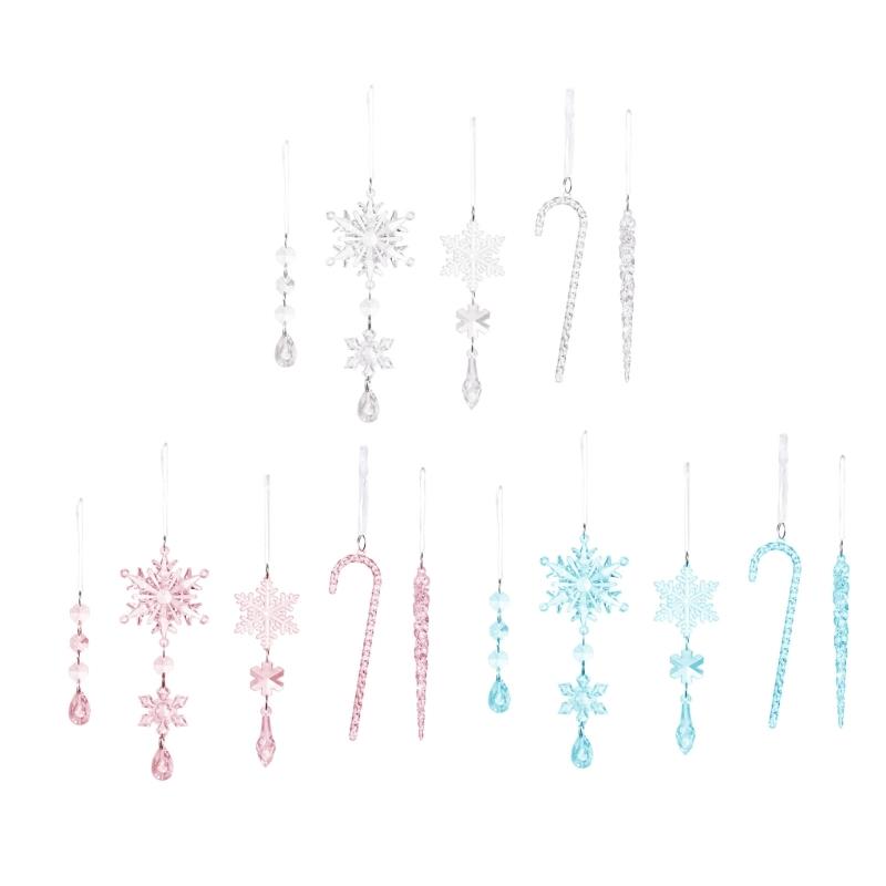20PCS Clear Shatterproof Icicle Christmas Ornament Durable Portable Hanging Decors For Tree Door Curtain Holiday Decoration