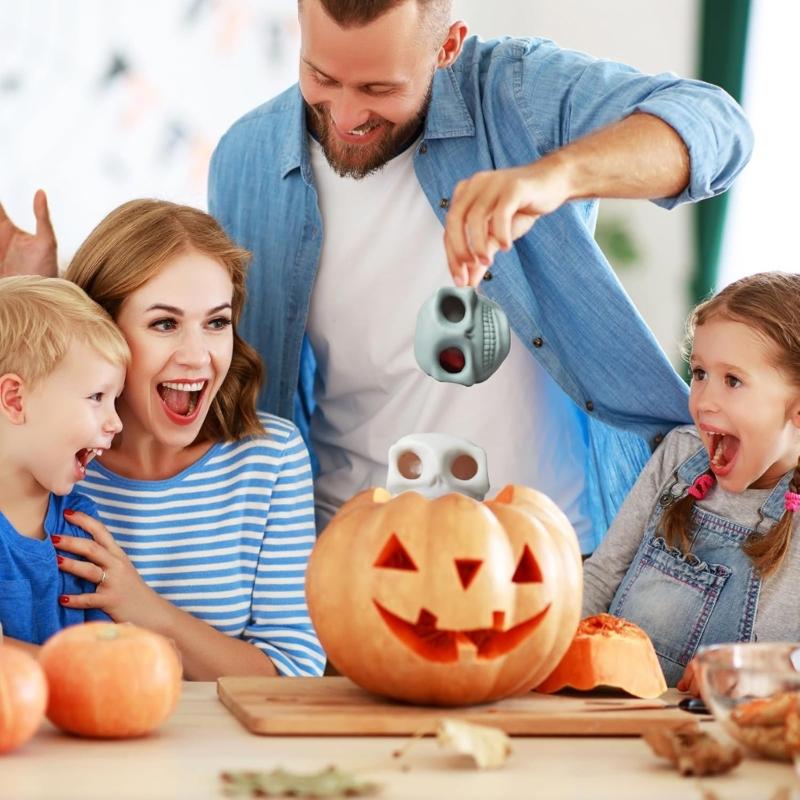 Halloween Prank Toy Soft Silicone Skull With Exploding Eyeballs And Worms Stress Relief Gadget Squeeze Skull Toys