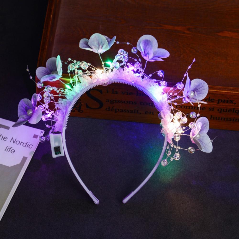 2026 New LED Light Up Butterfly Flower Headbands Girls Women Fairy Glow Headband Birthday Halloween Christmas Party Supplies