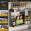 No-Drill Kitchen Multifunctional Seasoning Storage Organizer Wall Mounted Carbon Steel Hanging Rack Pull-Out Spice Jar Holder