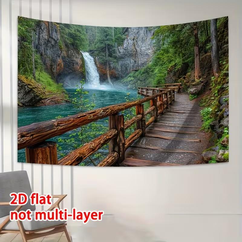2D Turquoise River Waterfall Tapestry Nature Scenery Photography Background