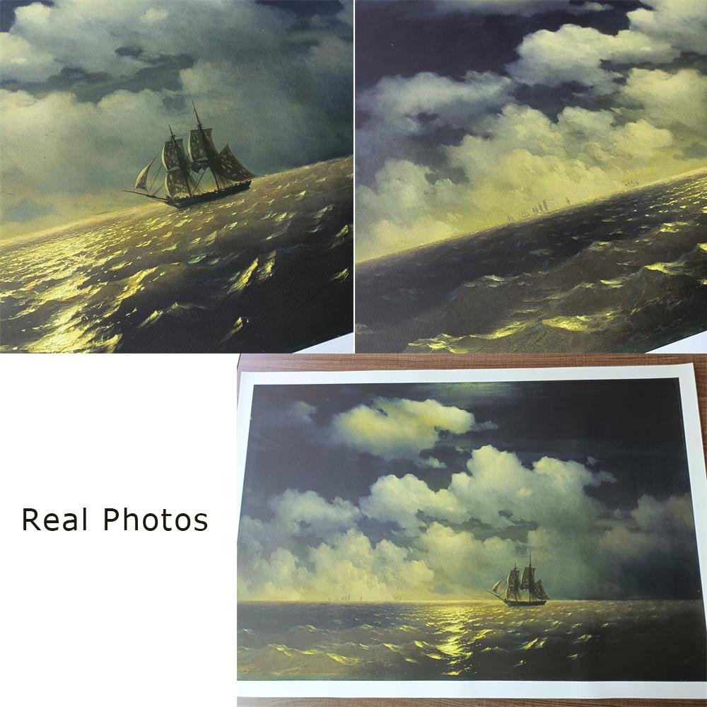 Famous Oil Painting Poster Gulf of Naples In the Morning Prints Ivan Konstantinovich Aivazovsky Canvas Painting Gallery Wall Art