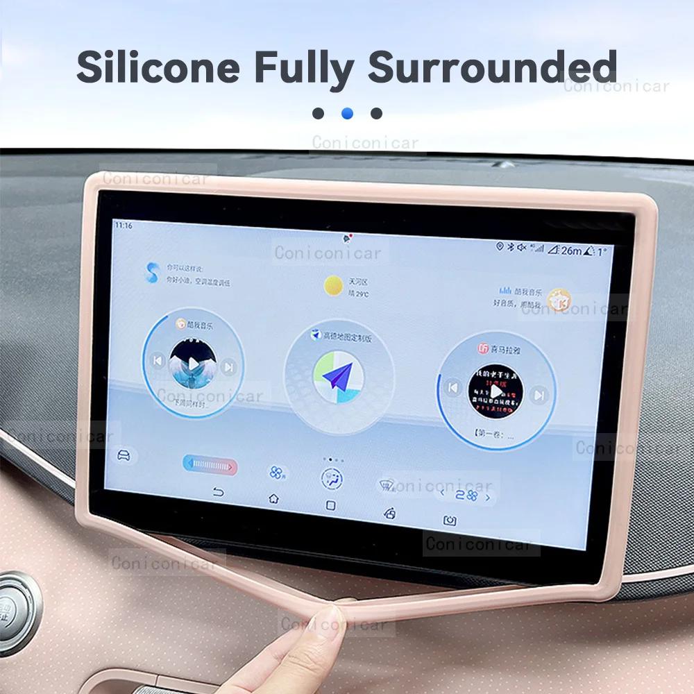 For BYD ATTO 3 YUAN Plus EV Silicone Screen Frame Display Edge Protector Central Control Protective Cover Car Accessores