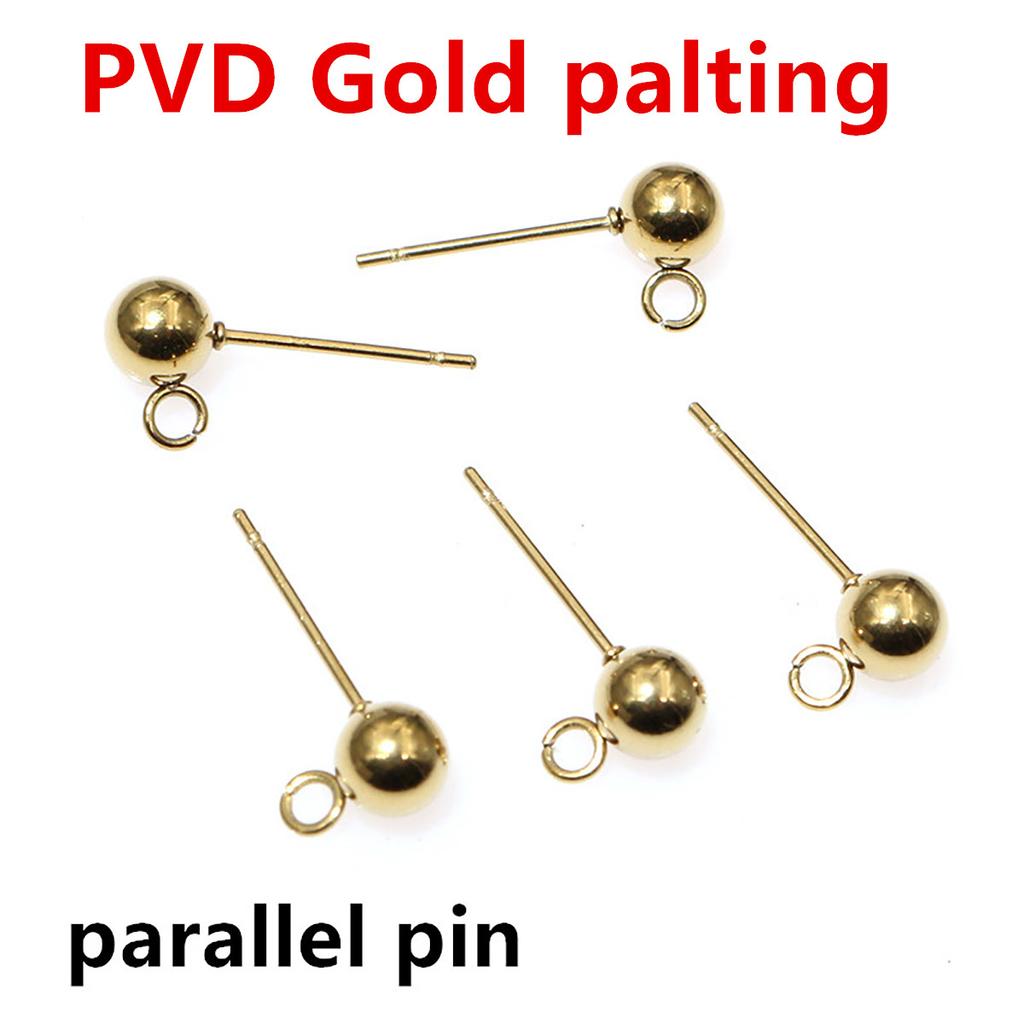 30pcs 3/4/5/6mm 316 Stainless Steel Gold Pin Findings Stud Earring Basic Pins Stoppers Connector For DIY Jewelry Making Supplies