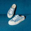 MLB Playball Mule Mono Denim Lace-Up Slip-Resistant Durable Low-Top Canvas Shoes Unisex sneaker Blue 32SHSD111-50U