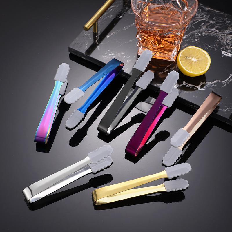 304 Stainless Steel Sugar & Ice Tongs for Coffee and Food, Thickened, Ideal for Restaurant and Bar Use.