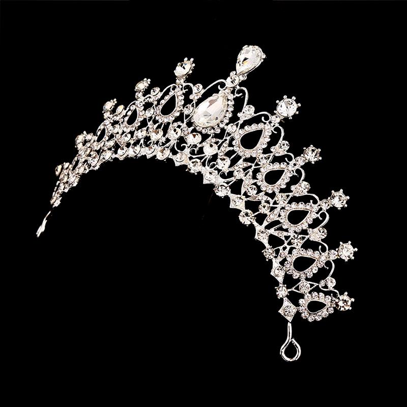 Brude Bryllup Crystal Flower Tiara Crown Pearl Rhinestone Hår pannebånd tiaraer
