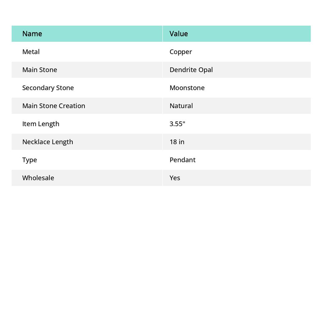 Yellow Dendritic, Moonstone Copper Wire Wrap Jewelry Pendant 3.55" L4U26