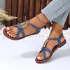 Fashion Ladies Shoes 2024 Hot Sale Elastic Band Women's Sandals Fashion Metal Decoration Daily Sandals Women New Round Toe Flat Sandals