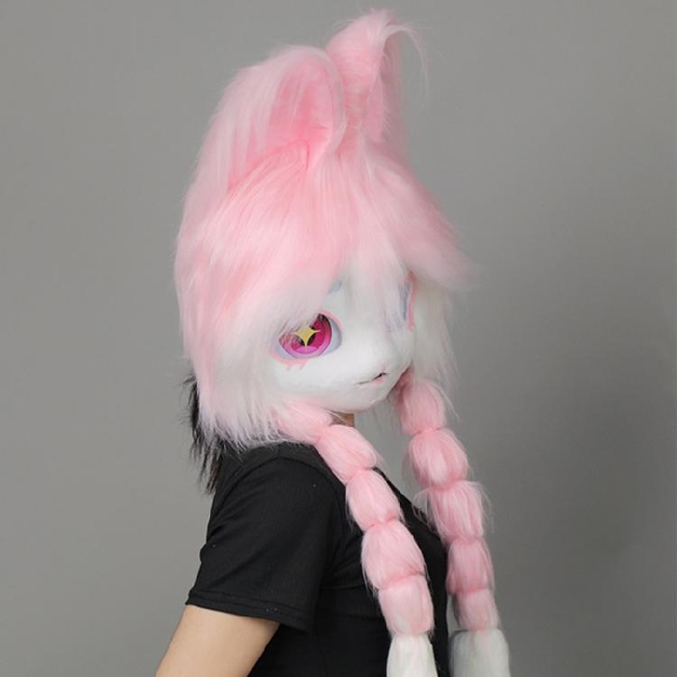 Animal Head Cats Fursuit Cut Mask Plush Cats Headgear Cats Costume for Halloween Masquerade Dress Up Cosplay Party