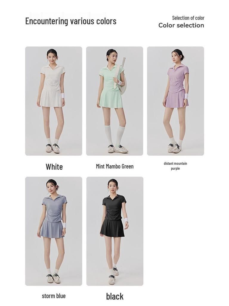 Women's Anti-Glare Tennis Skirt & Breathable Yoga Top Set: Slimming, Waist-Cinching, Casual Sportswear