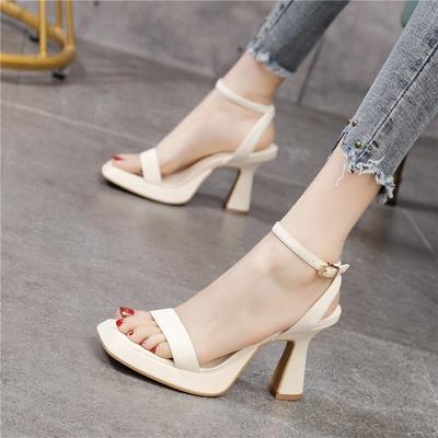 2024 New Summer Fashion Women Platform Sandals Square High Heel Narrow Band Ladies Dress Gladiator Pumps Open Toe Sandals Fetish