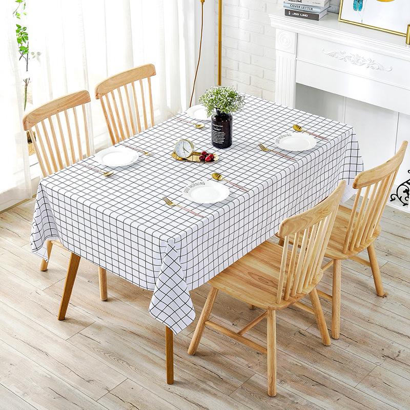 Plastic PVC Thick Rectangula Grid Printed Tablecloth Waterproof Oilproof Home Kitchen Dining Table Colth Cover Mat Oilcloth Wash