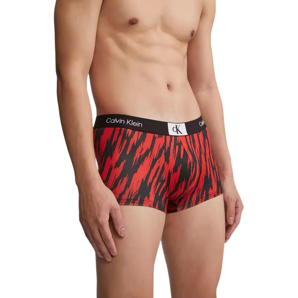 Calvin Klein CK96 Series Small Square Letter Anti-Clamp Hip Boxer Shorts Men Underwear Blush-Red NB3406ACN