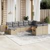 Vidaxl 10-Cz. Garden Furniture Set With Cushions, Beige, Poly Rattan