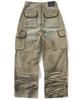 NOT4NERD Dirty Washed Parachute Cargo Denim Pants - Beige