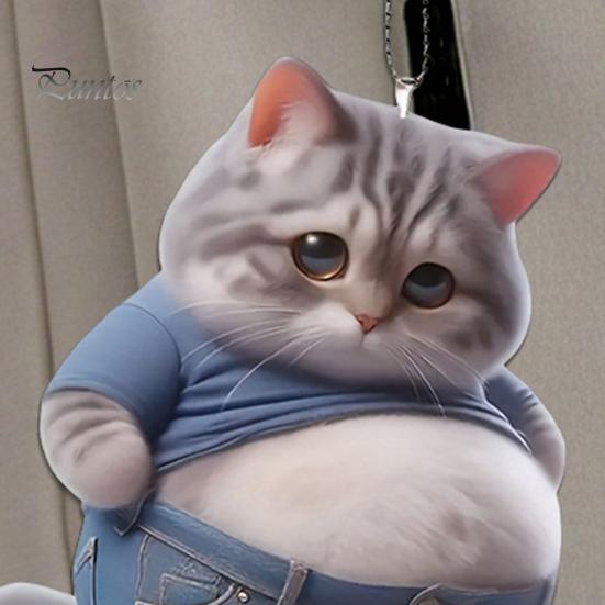 Autoanhänger, multifunktionale Aufhängung, großes Bauchkatzen-Design, 2D-Acryl-Autoanhänger, Rucksack-Charme