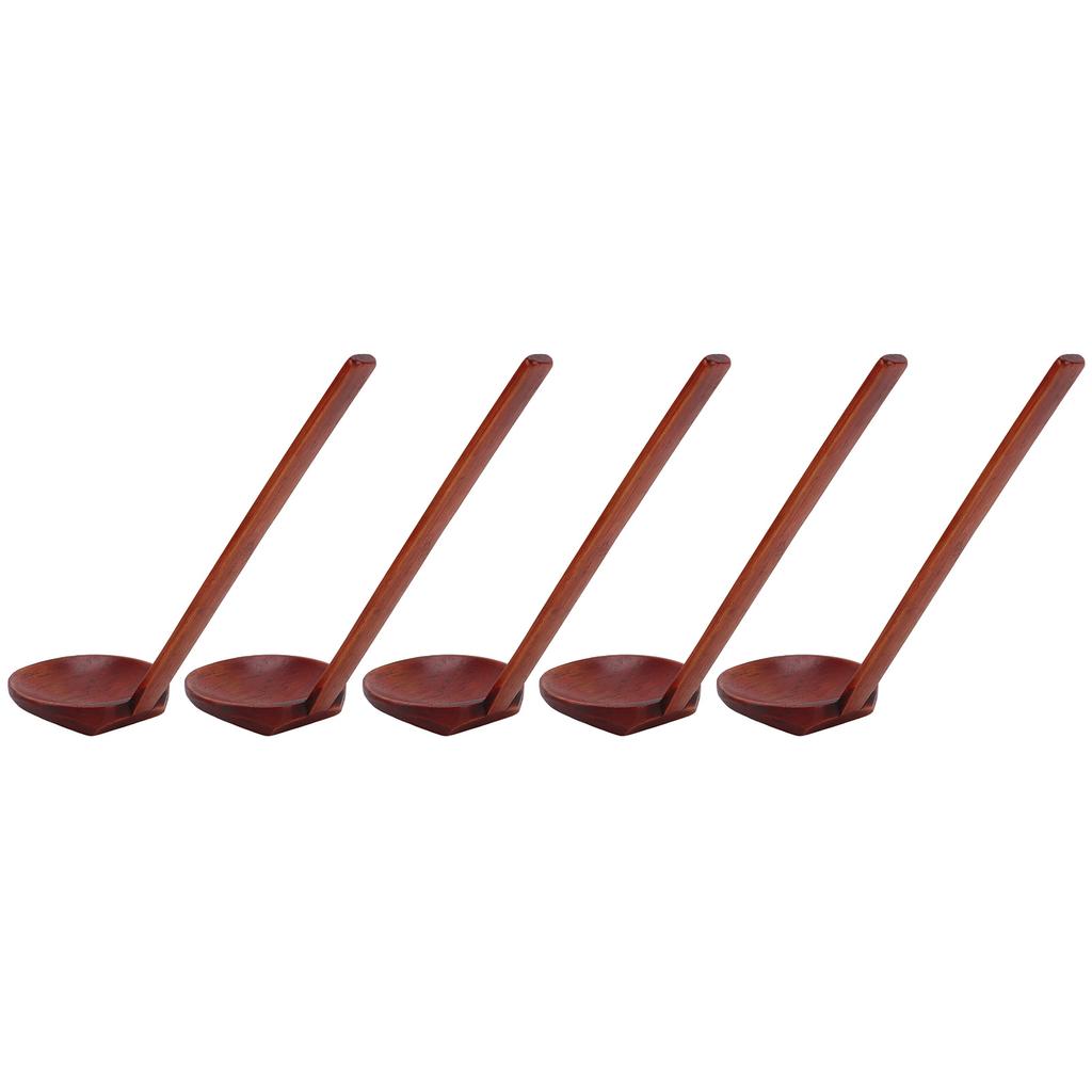 5Pcs Wooden Spoons Sturdy Handle Hand Polished Smoother Light Weight Japanese Tortoise Shell Spoon for Restaurant