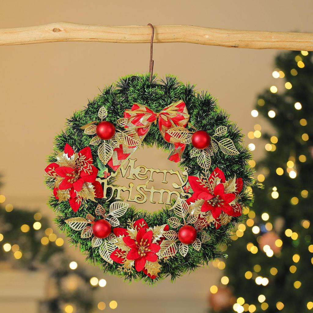 Cross-border Pine Needle Christmas Wreath Garland for Hotels & Malls