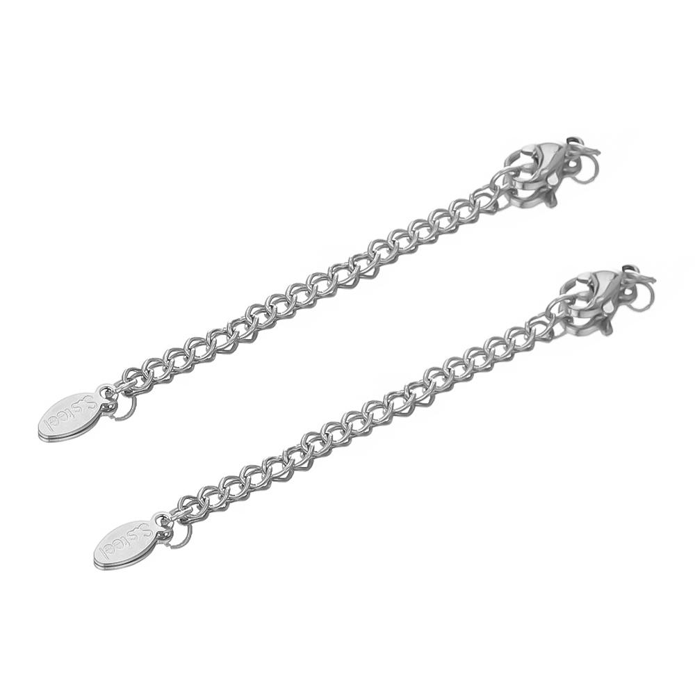 10pcs Stainless Steel Extension Extended Tail Chains Lobster Clasps Connectors DIY Jewelry Making Findings Bracelet Necklaces