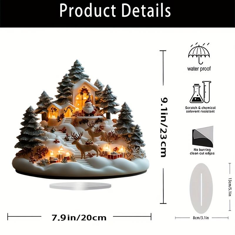 2D Fable Xmas Winter Wonderland Cabin Reindeer Acrylic Tabletop Ornament High Artistic Versatile Household Workplace Decor