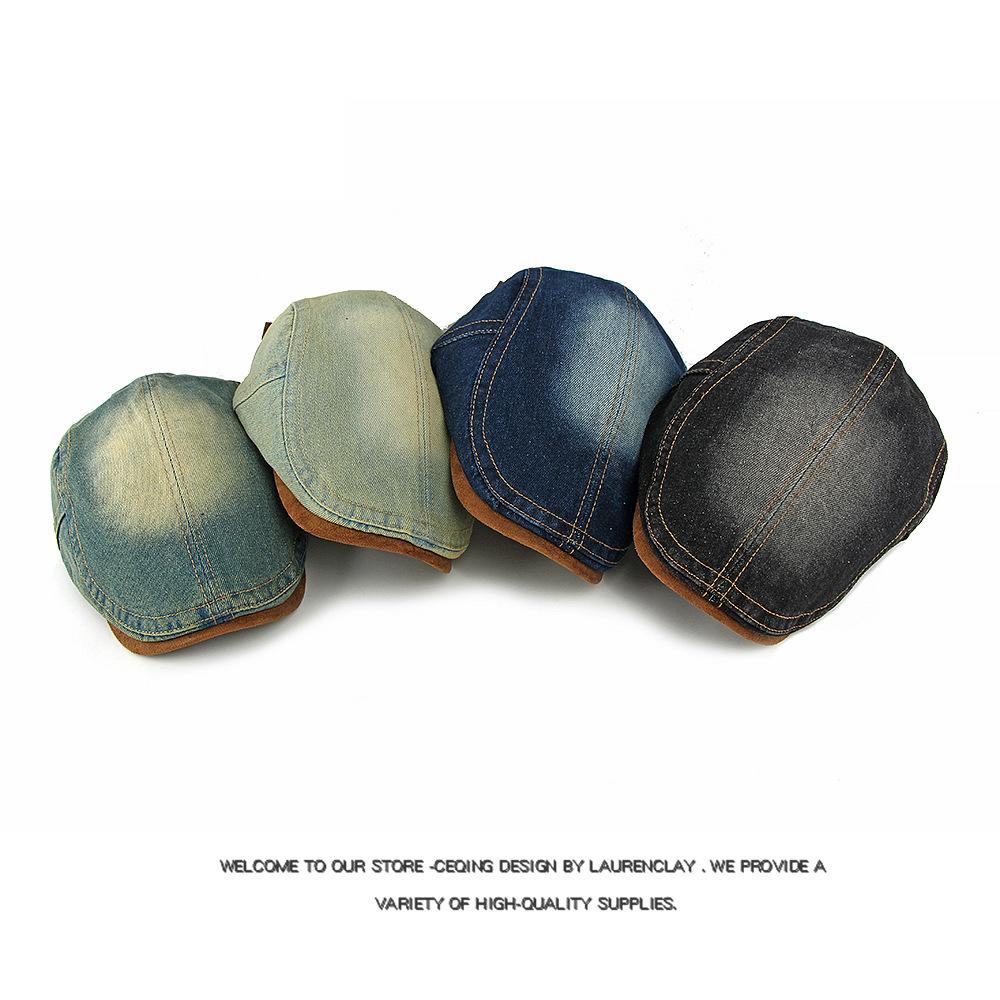 Unisex Denim Newsboy Cap - Vintage Washed Flat Cap for Casual Daily Wear (4 Color Options)