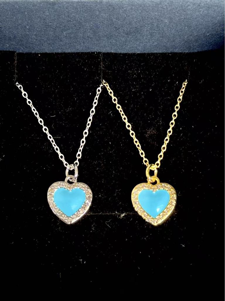Retro INS Style Multicolor Zircon French Peach Heart Necklace with Diamonds and Titanium Stainless Steel