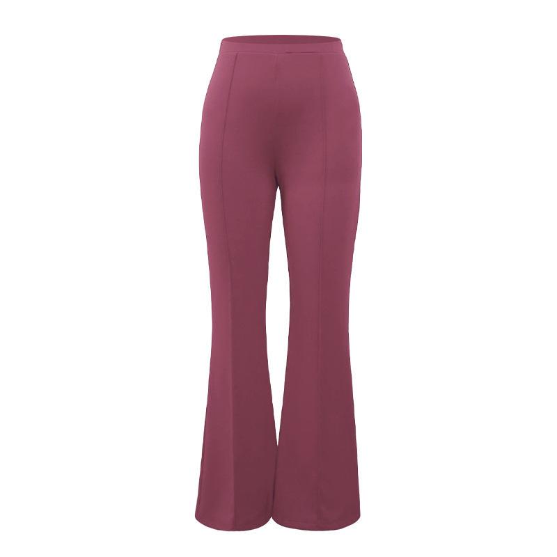 2025 New Solid Color Suit Pants Fashion High Waist Slim Micro-flare Pants Temperament Commuter Slim Elastic Wide-leg Pants
