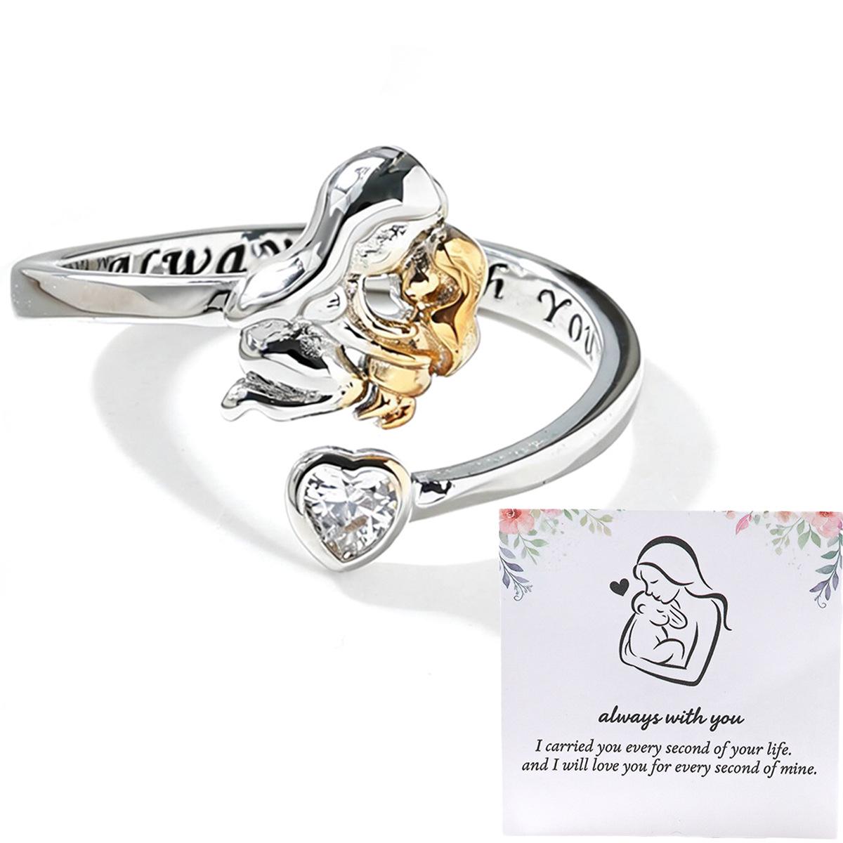 New Fashion Mother & Child Hugging Heart Open Ring - Engraved Jewelry for Mother s Day