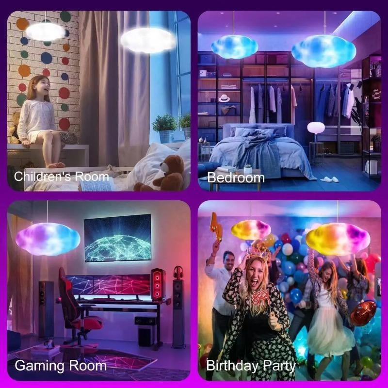 RGB LED Cloud Lights APP&Remote Control,Music Sync 3D Lightning Night Lamp for Bedroom Gaming Room Ceiling Party Wedding Decor