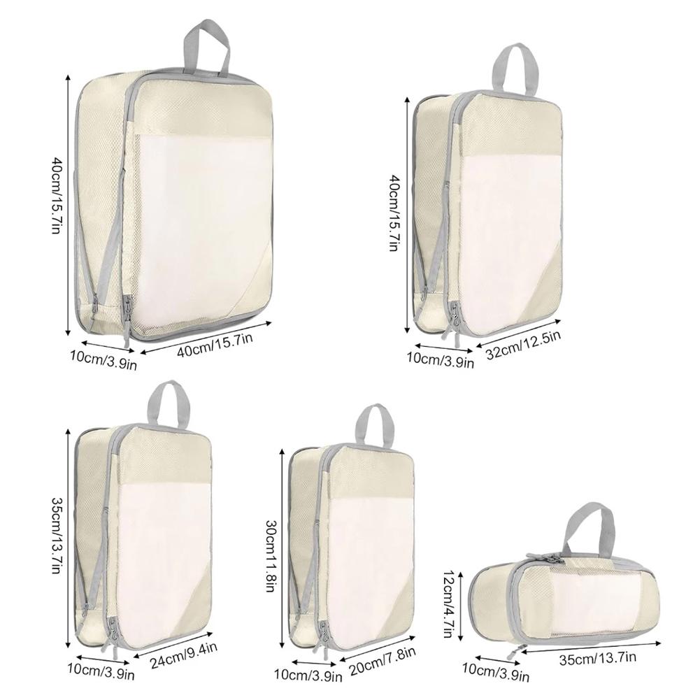 5Pcs Compressible Storage Bag with Handle Travel Organizer Bag Waterproof Lightweight Suitcase Outdoor Hiking Camping Picnic Bag