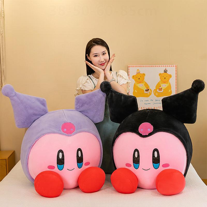 Grande Taille Mignon Kirby Cosplay Sanrio Kuromi Anime Peluche Poupée Remplie Peluches de Chambre Oreiller Ornements Mignons Cadeaux de Vacances pour Enfants