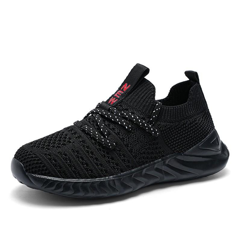 Lightweight Flyknit Kids Running Shoes Boys Girls Breathable Slip-On Sport Sneakers With Reflective Detail Size 28, Insole Length 17.8 cm