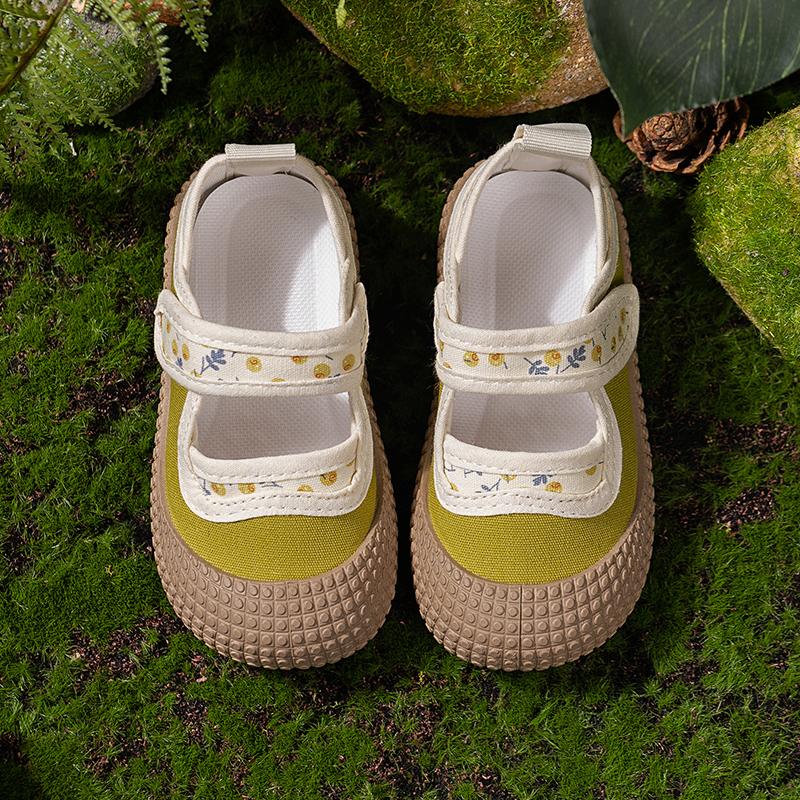 Girl's Canvas Shoes Flower Sweet Children Princess Casual Shoes Breathable Spring Autumn Leisure Fashion Kids Walking Flat Shoes