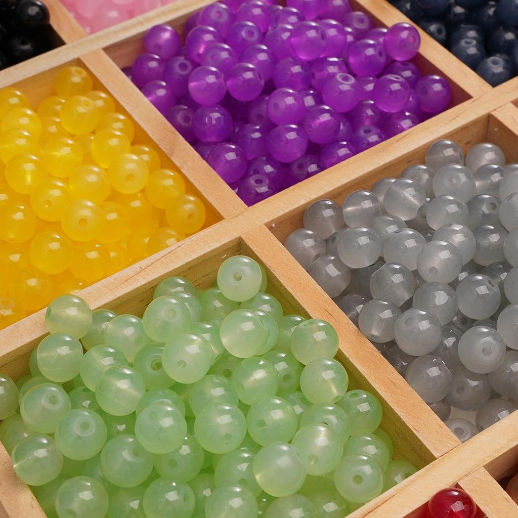 6mm Enfärgade Imitation Jade Glaspärlor för DIY Smyckestillverkning