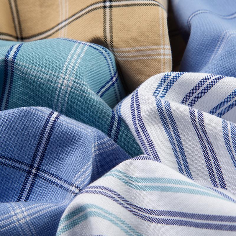 Long Sleeve 100% Cotton Comfortable Men Striped Shirts Business Casual Office Plaid Pure Cotton Male Blouses