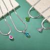 Colored Crystal Teardrop Pendant Women Necklace Snake Chain Fashion Choker Jewelry Gift