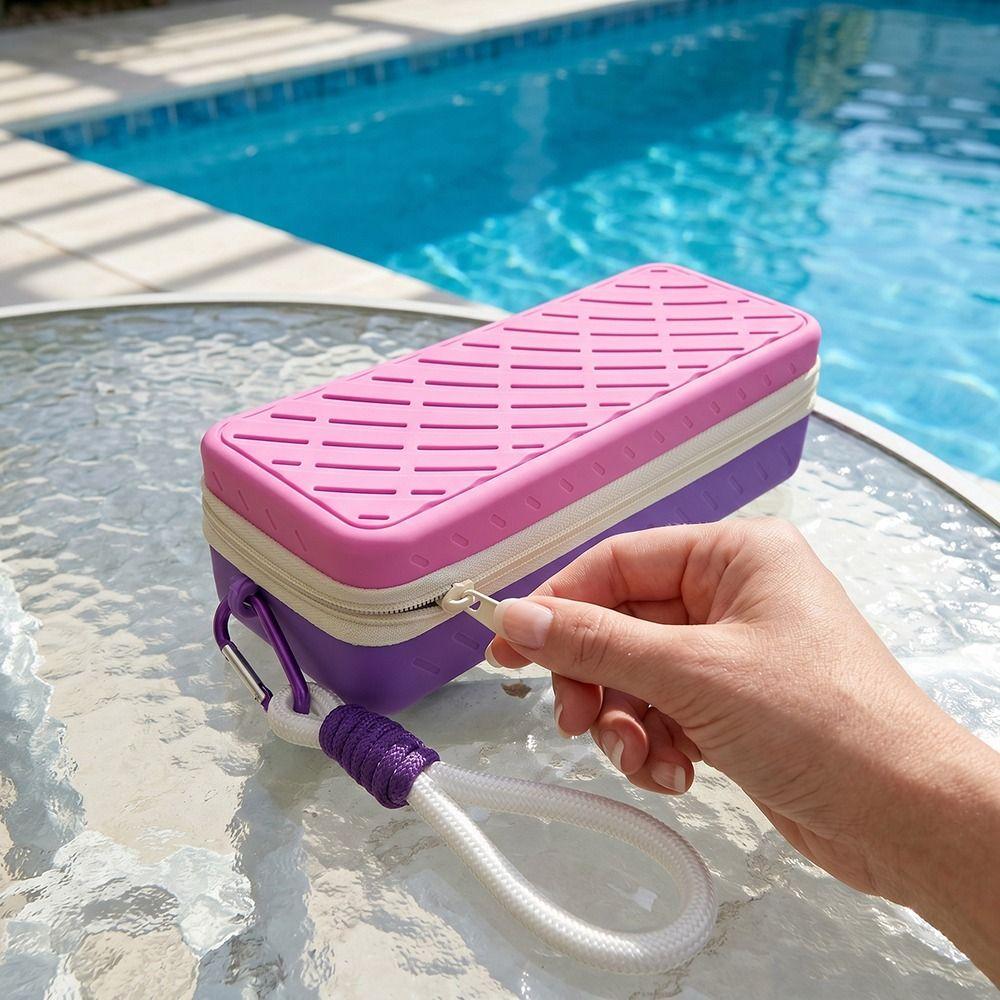 Large Capacity Silicone Swim Goggle Case Perforated Swimming Goggle Protective Pouch  For Swimming