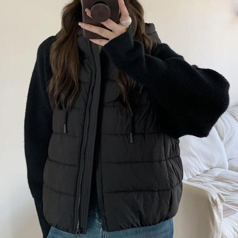 Fashion Female Short Coat Winter Jackets Hooded Knitted Sleeves Loose Thick Warm Women Parkas