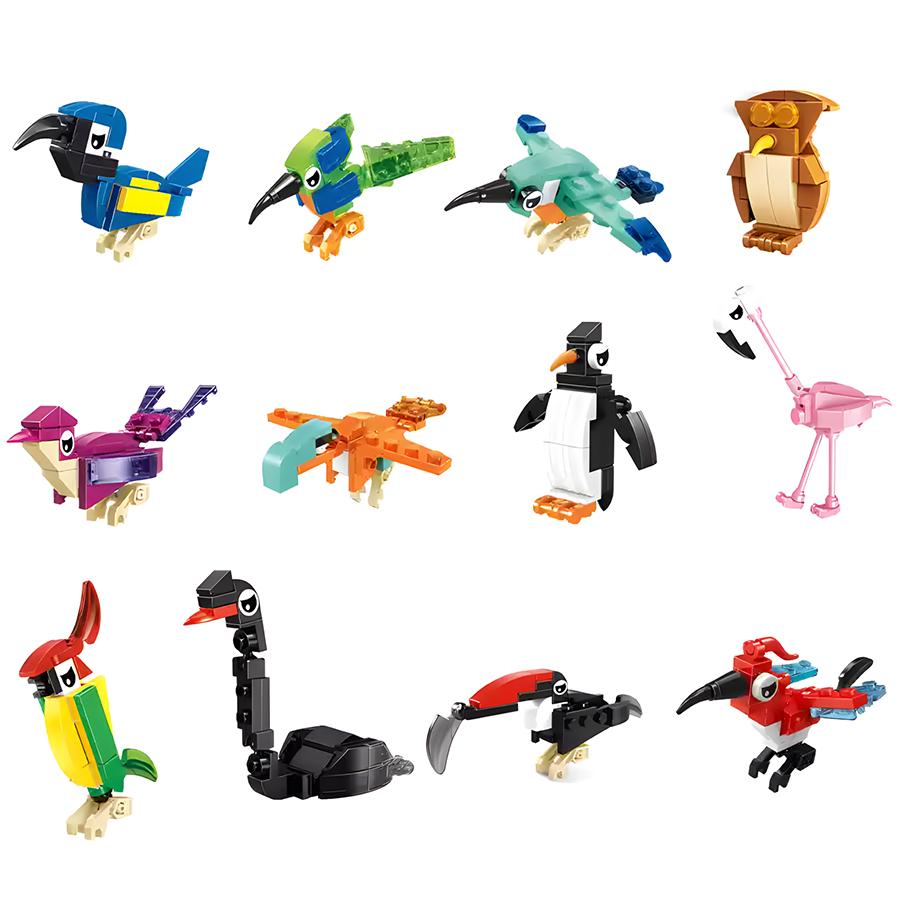 MOC Marine Insect Bird Building Block Set Animal Model Small Particle Puzzle Bricks for Kids